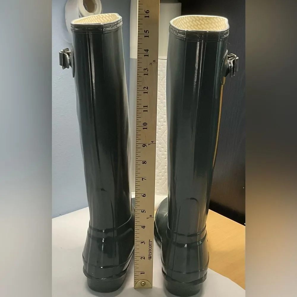 Hunter Women’s Original Tall Gloss Gray Rain Boots Size 6